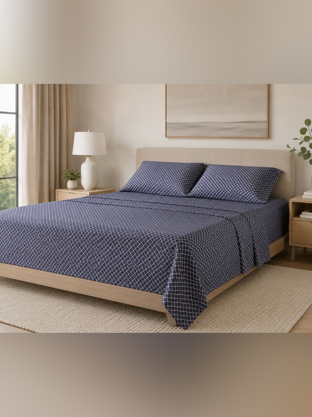jcpenney Navy Diamond-Grid Cotton Sheet Set